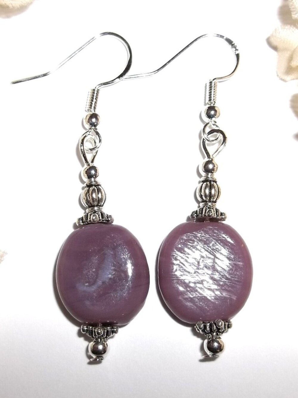 Dangle Earrings Purple and Silver Costume Jewelry Set Pair Drop for Women D893